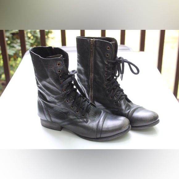 Steve Madden Troopa Black Combat Boots - Picture 1 of 12